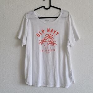 OLD NAVY Graphic Tee California 1994 T-Shirt Palm Trees Size Large White